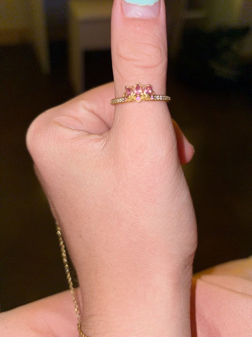 Pandora Disney Rapunzel Gold and Pink Ring